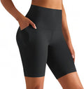 GROTEEN Biker Shorts for Women - High Waisted Tummy Control with Pockets | 8-Inch Spandex Yoga & Gym Shorts