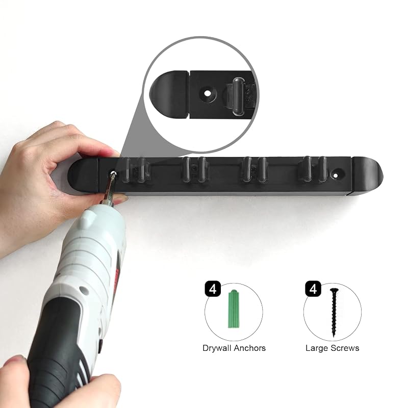 Wall Mounted Pool Cue Rack Holder - Black + 4 Cues (MoyanSuper) Variation: Black+4 Cues Holder