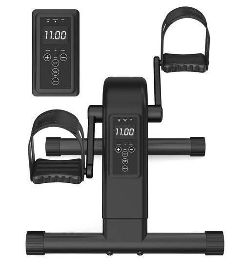 Under Desk Bike Pedal Exerciser, 12-Level Electric Mini Exercise Bike with LCD, Quiet Motorized Arm & Leg Pedaler for Seniors at Home