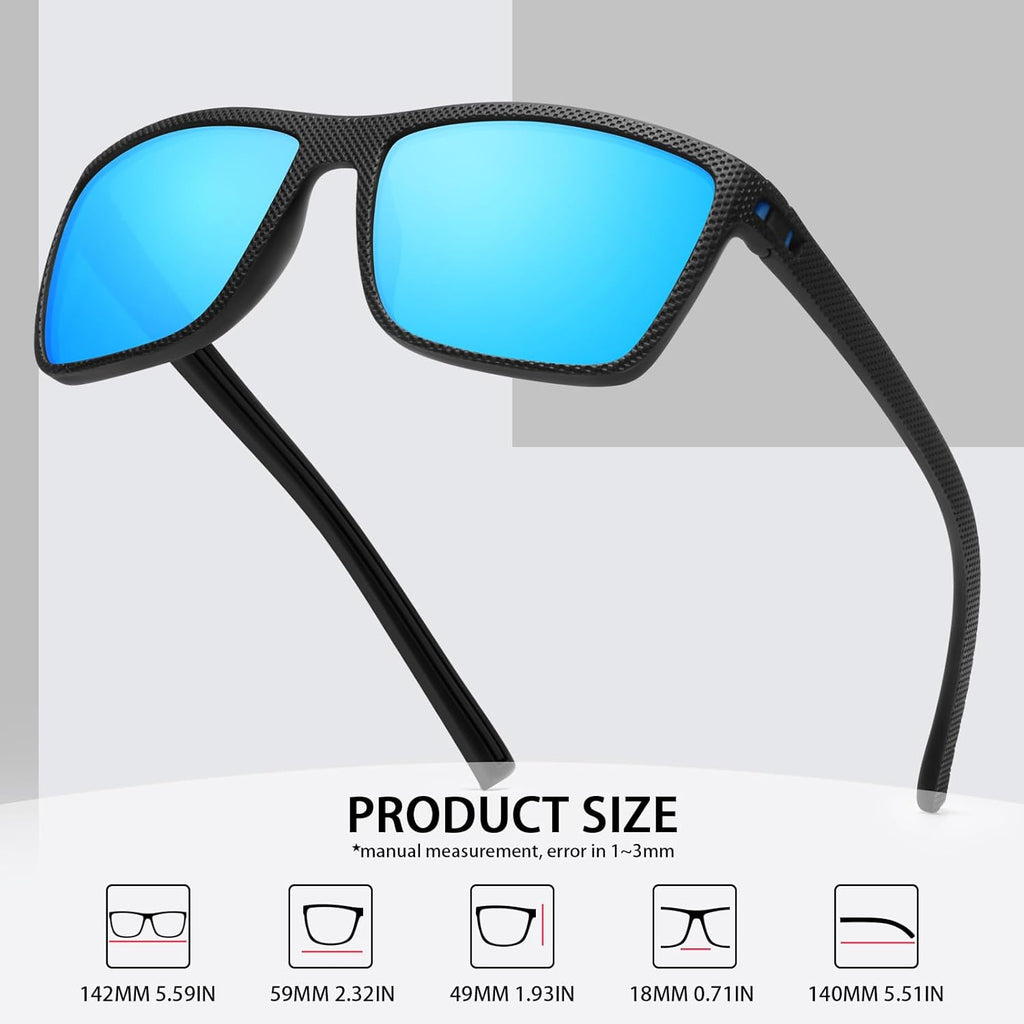 Skiennix Square Polarized Sunglasses - Vintage Style UV Protection | Lightweight Frame for Men