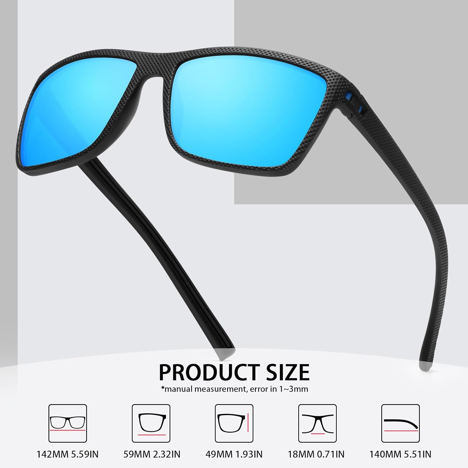 Skiennix Square Polarized Sunglasses - Vintage Style UV Protection | Lightweight Frame for Men