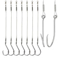 Vipfish 25/50 Pack Circle Hooks with Stainless Leader & Crane Swivel – Heavy Duty Saltwater Rig, 1/0–10/0 (Variation: 25+8/0)