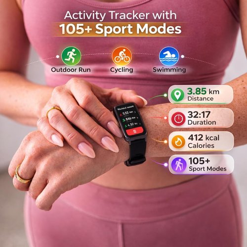 LUNO Active X1 Fitness Tracker - AMOLED Smart Watch with Blood Oxygen & Sleep Monitor | IP68 Waterproof