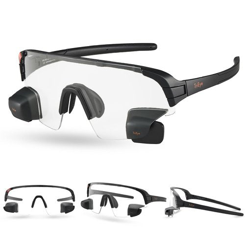 TriEye Sports Sunglasses with Rearview Mirror – Polarized Sunglasses for Men & Women For Rowing & Cycling Glasses – UV400 Protection, Durable TR90 Frame, Panoramic Revo Lens - Clear