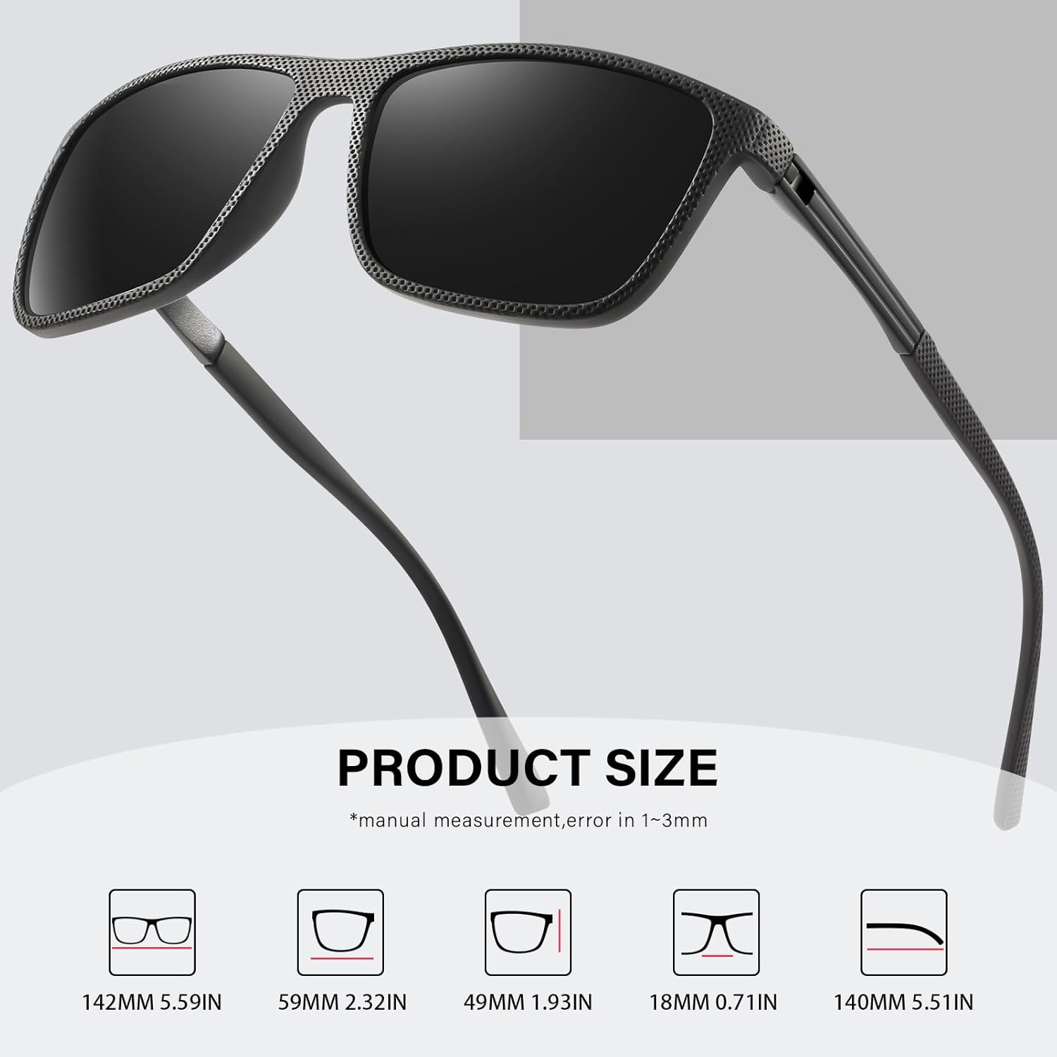 Polarized Sunglasses for Men - Classic Lightweight UV Protection for Driving, Fishing & Golf