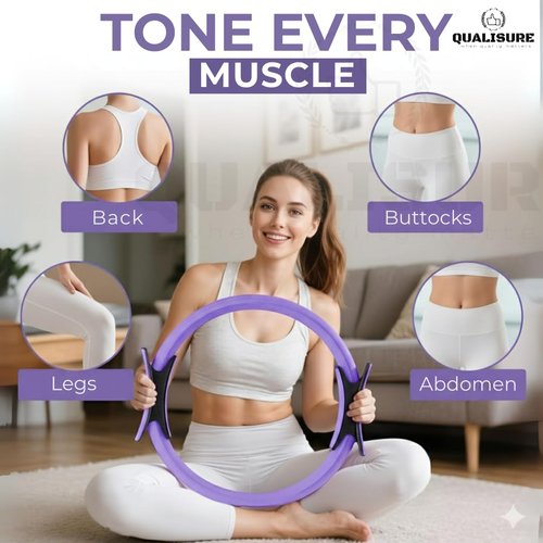Qualisure Pilates Kit for Home Workouts with 13" Magic Circle Pilates Ring and 5 Resistance Bands Pilates Essentials Kit for Women At Home Pilates Kit Pilates Starter Kit for Women Full Body Shaper