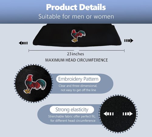 Rooster Embroidered Beanie Hats for Men Women, Chicken Winter Funny Knit Hat, Stuff Accessories Gifts for Animal Lover