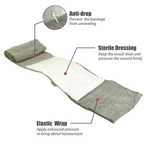 RHINO RESCUE 6" Israeli Style Emergency Bandage, Compression Trauma Wound Dressing, Medical Sterile Vacuum Sealed, Combat Tactical First Aid Kit IFAK Supplies, 2 Count