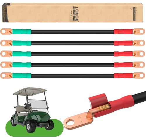 10L0L 3 Awg Golf Cart Heavy Duty Battery Cables for 48 Volt Club Car DS & Precedent 1994 Up, 5 PCS Pure Copper Golf Battery Wiring Cables (Set of 5)