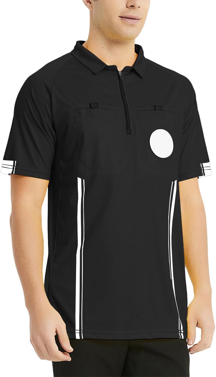 TopTie Men's Soccer Referee Jersey - Pro Short Sleeve Official Shirt for Comfort & Performance