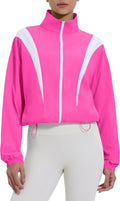 Locachy Women's Athletic Workout Jacket - Lightweight Cropped Full Zip for Running & Hiking