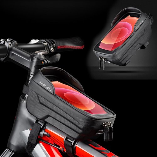 ZPZEZT Waterproof Bike Frame Bag - MTB/Road Bike Top Tube Phone Holder for Phones Under 7", Universal Bicycle Phone Pouch with Rain Cover & Shockproof Design, Commuter Cycling Accessories