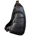 KPYWZER Genuine Leather Sling Backpack for Men Women Crossbody Shoulder Chest Bag Day Pack Outdoor Travel Camping Tactical Daypack Black