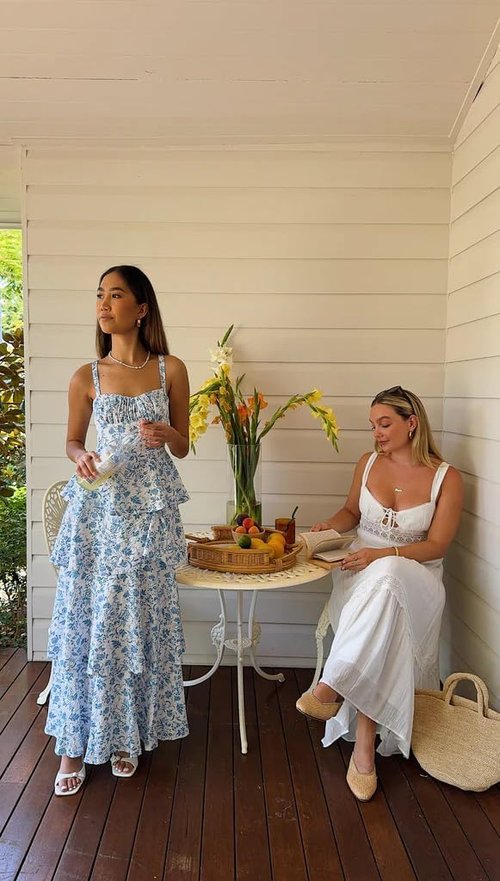 Fisoew Women's Floral Maxi Dress - Casual Sleeveless Ruffle Design | Flowy Tiered Style