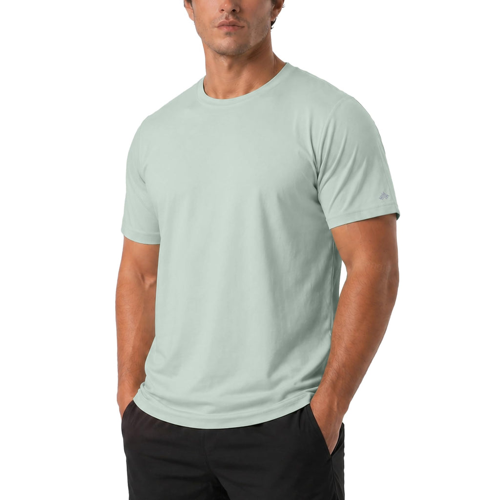 Zengjo Mens Athletic Shirts Moisture-Wicking Quick Dry Crewneck T-Shirts Lightweight Casual Workout Tees for Running Gym Exercise Hiking(Light Sage Green,Large)