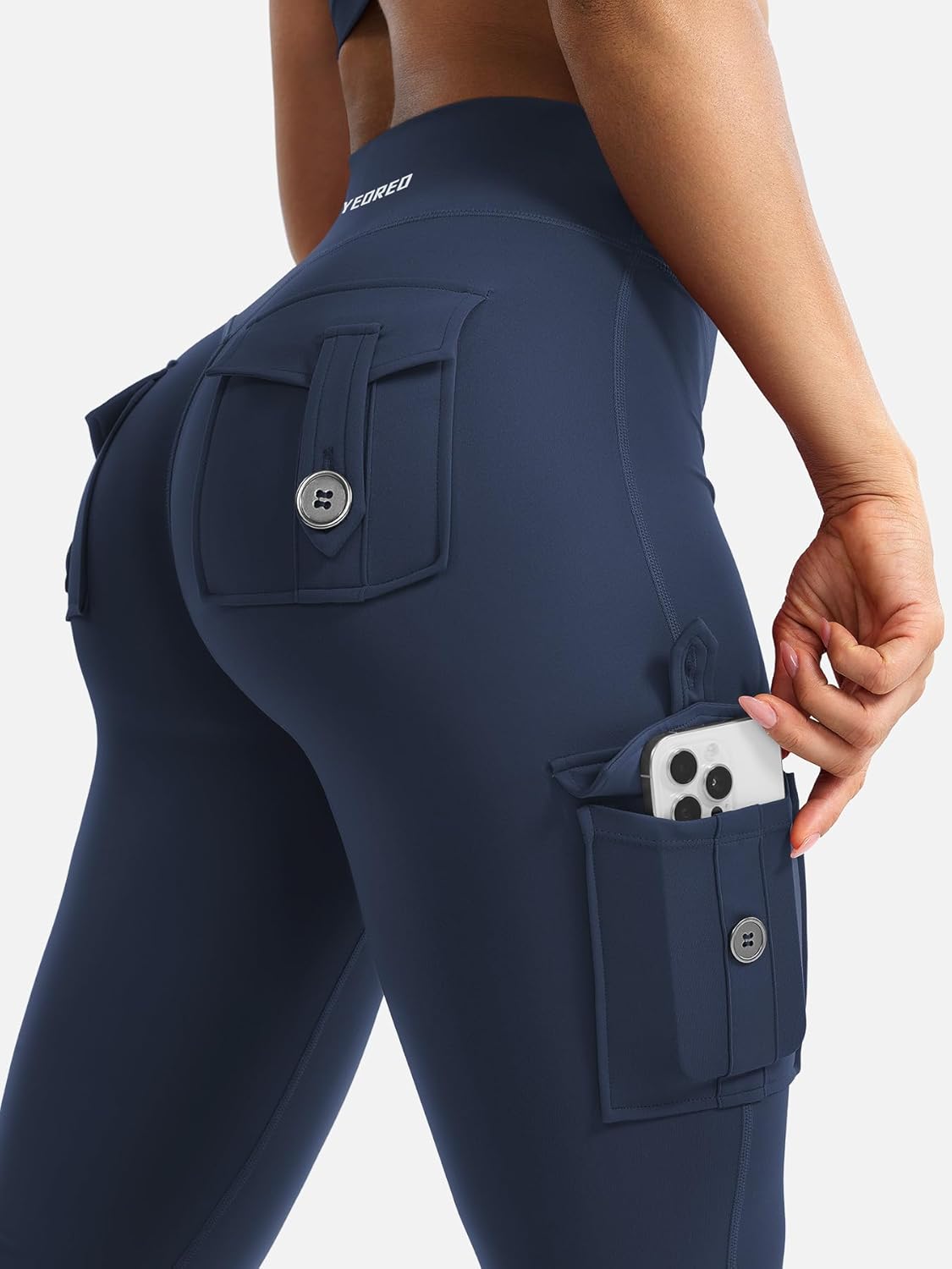 YEOREO CoreFlex Women's High-Waisted Flare Leggings - Hidden Pockets & No Front Seam, Ideal for Gym & Yoga