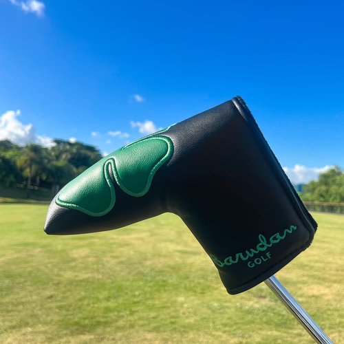 Barudan Golf Shamrock Clover Blade Putter Cover Headcover Club Protector with Magnet Closure fits Blade Style putters (Black)