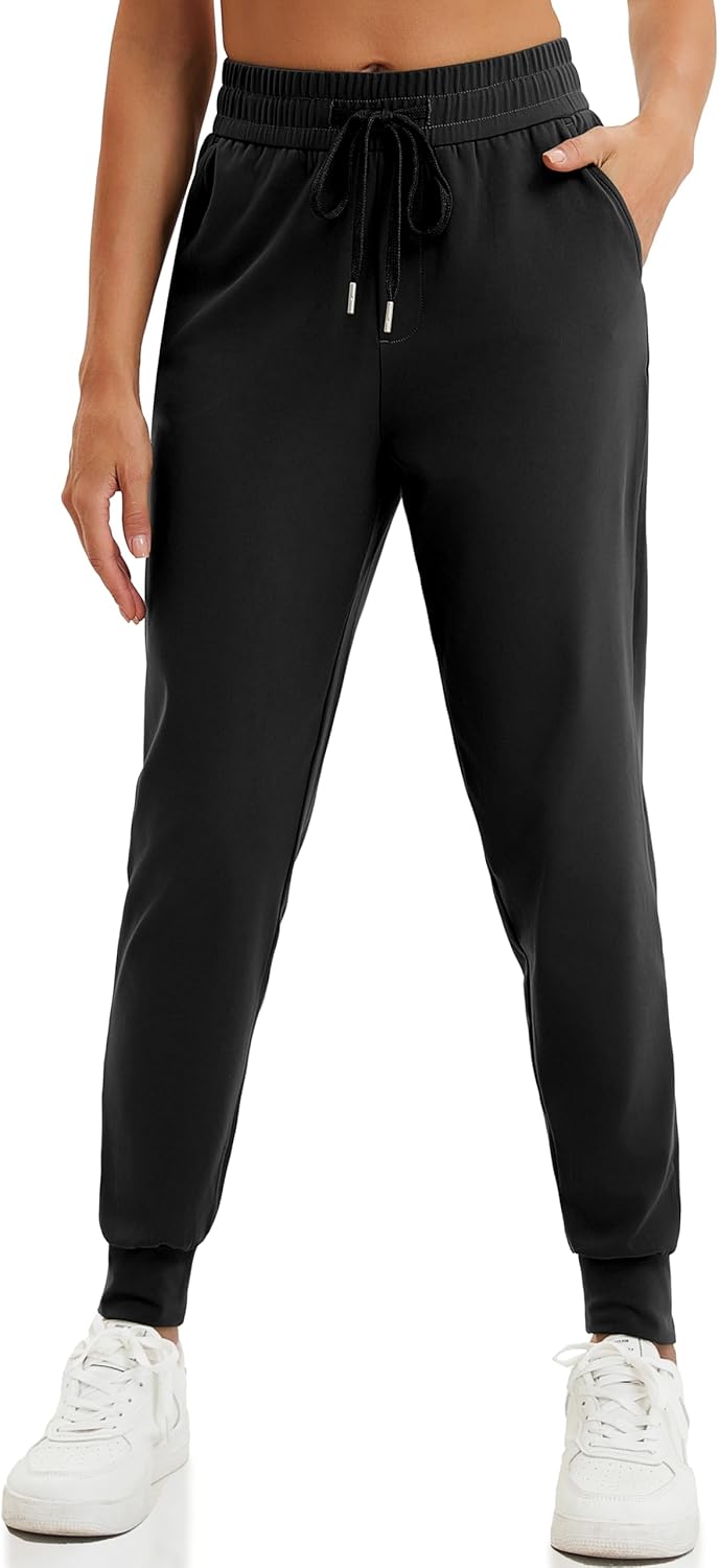 VOOVEEYA Women's Yoga Joggers - Stretchy High Waist Sweatpants with Pockets for Workout & Travel