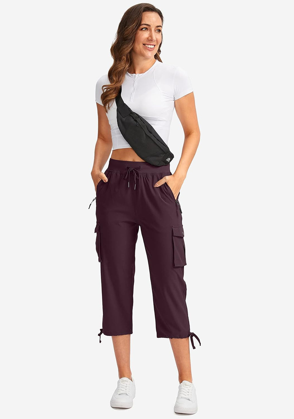 Soothfeel Women's Cargo Capris - Lightweight Quick-Dry Travel Pants with 6 Pockets for Summer Hiking