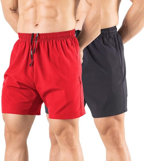 Gaglg Men's Running Shorts - Quick Dry Athletic Gym Shorts with Zipper Pockets | 5-Inch 2-Pack