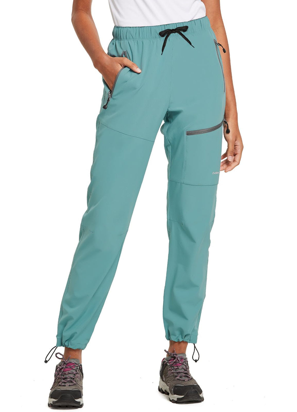 baleaf Women's Hiking Pants Quick Dry Lightweight Water Resistant Stretch Cargo Pants with Zipper Pockets Travel Camping 29''-Pond S