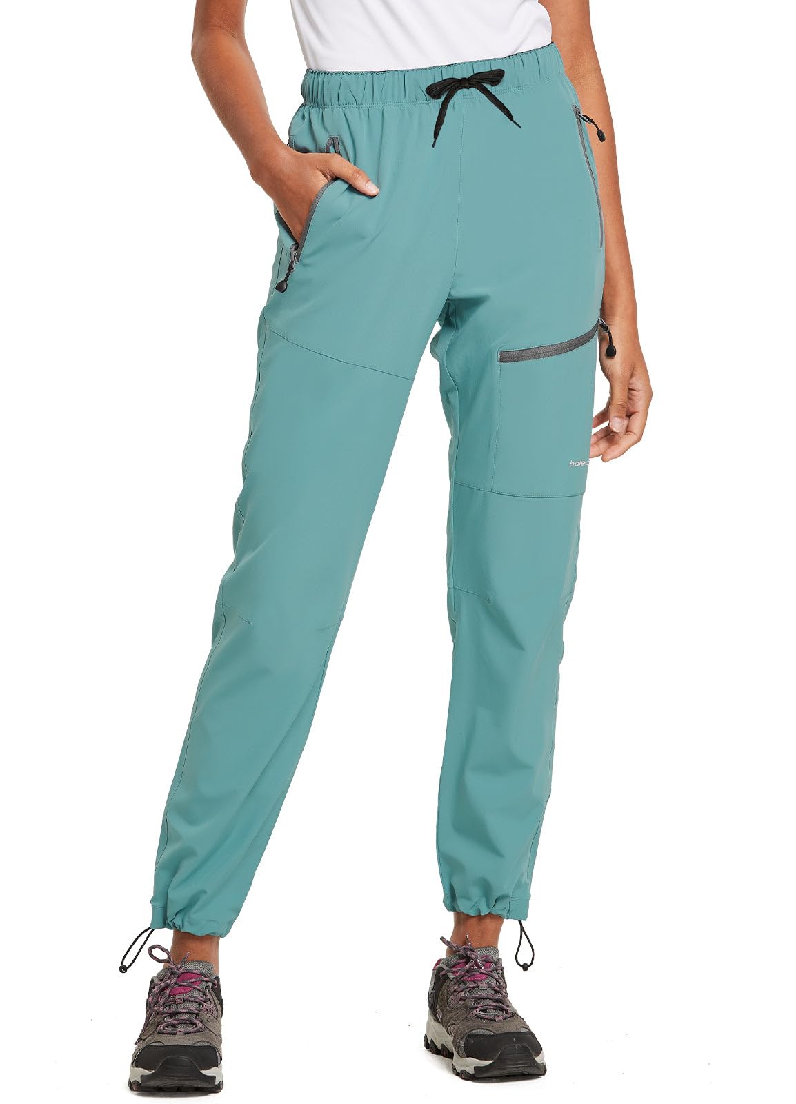 baleaf Women's Hiking Pants Quick Dry Lightweight Water Resistant Stretch Cargo Pants with Zipper Pockets Travel Camping 29''-Pond 2XL