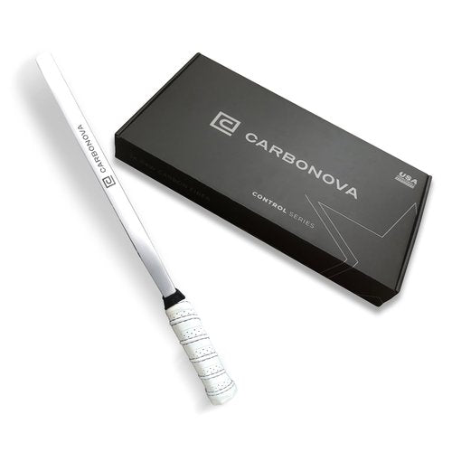 Carbonova Control Series Pickleball Paddle, Black Raw Carbon Fiber with White Grip, Designed in The USA, Professional Grade, 16mm