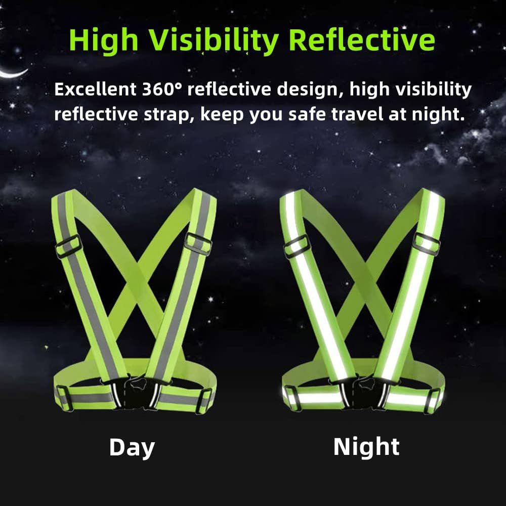 Reflective Strap Safety Vest - Adjustable High Visibility Running Gear for Men & Women | 2-10 Pack