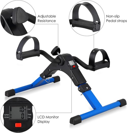 Folding Pedal Exerciser - Mini Under Desk Bike for Arm & Leg Workout | Portable Foot Cycle