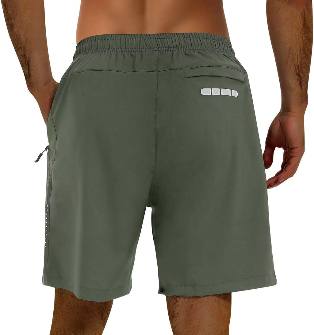 Skiennix Men's Athletic Shorts - Quick Dry 7-Inch Running Shorts with Breathable Mesh & Zipper Pockets