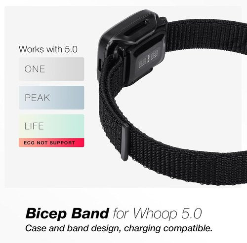 MAKCPOIMER Sport Nylon Loop Bicep Band, Adjustable Fitness Armband Compatible with Whoop 5.0/MG One Peak Life(ECG NOT Support)