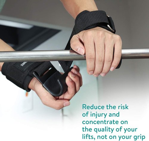 Navaris Weight Lifting Hook Straps - Durable Neoprene Wrist Support Straps for Deadlifts & Chin Ups