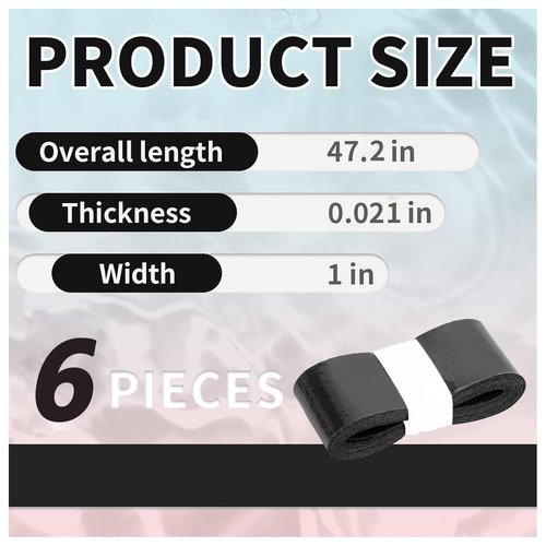 L LK SPORTS Tennis Racket Grip Tape, 6 Pack Precut Anti Slip Tennis Grip Tape, Absorbent Dry Feel Tennis Grips Overgrip for Tennis, Pickleball Black
