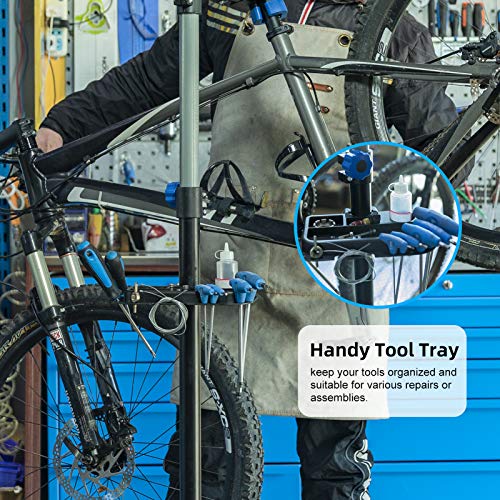 Adjustable Bicycle Repair Stand with Tool Tray for Home & Bike Maintenance