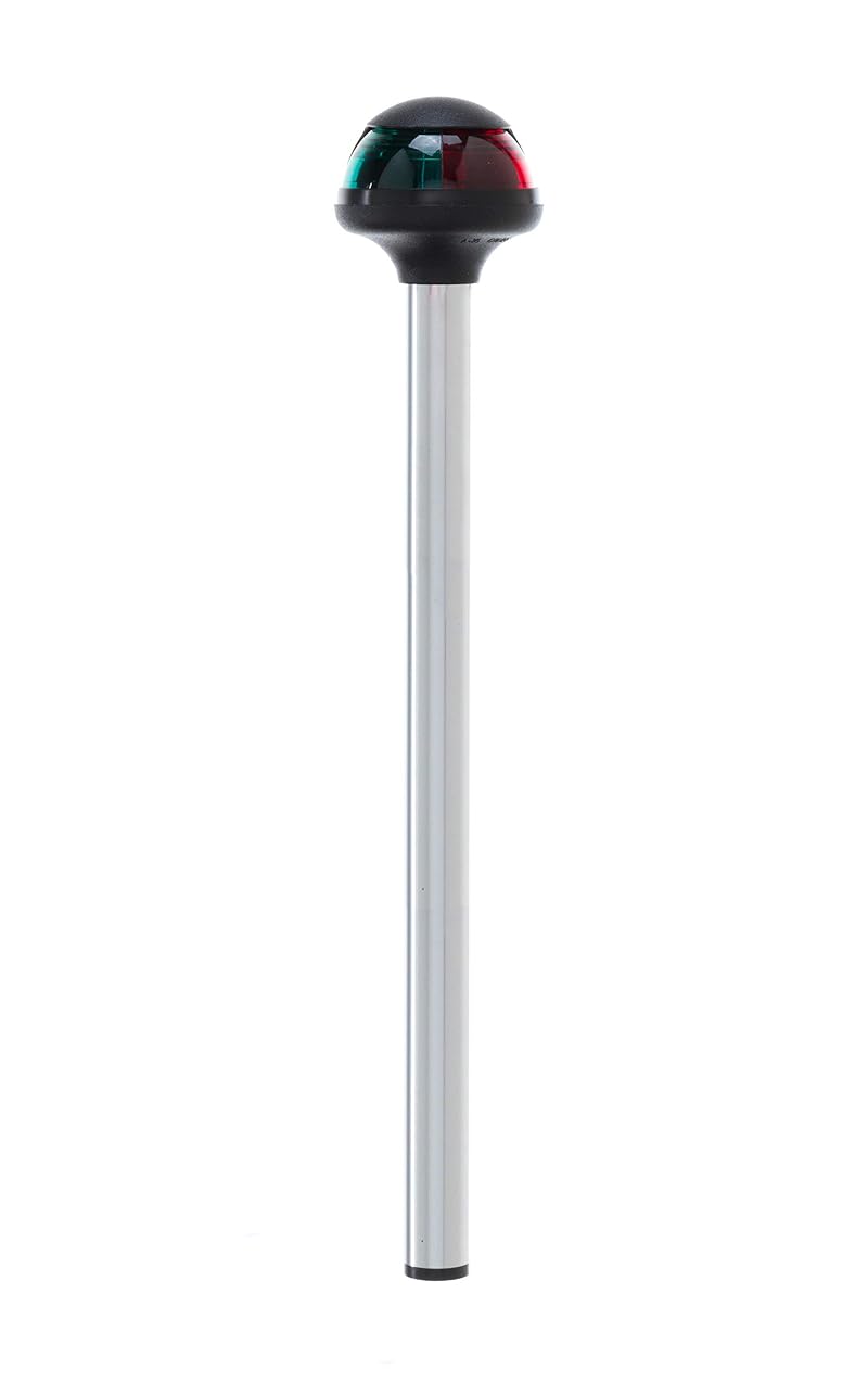 Bi-Color Boat Bow Light 10-Inch Pole - Attwood Pulsar 5090 Series Green & Red (2-Pin Base)