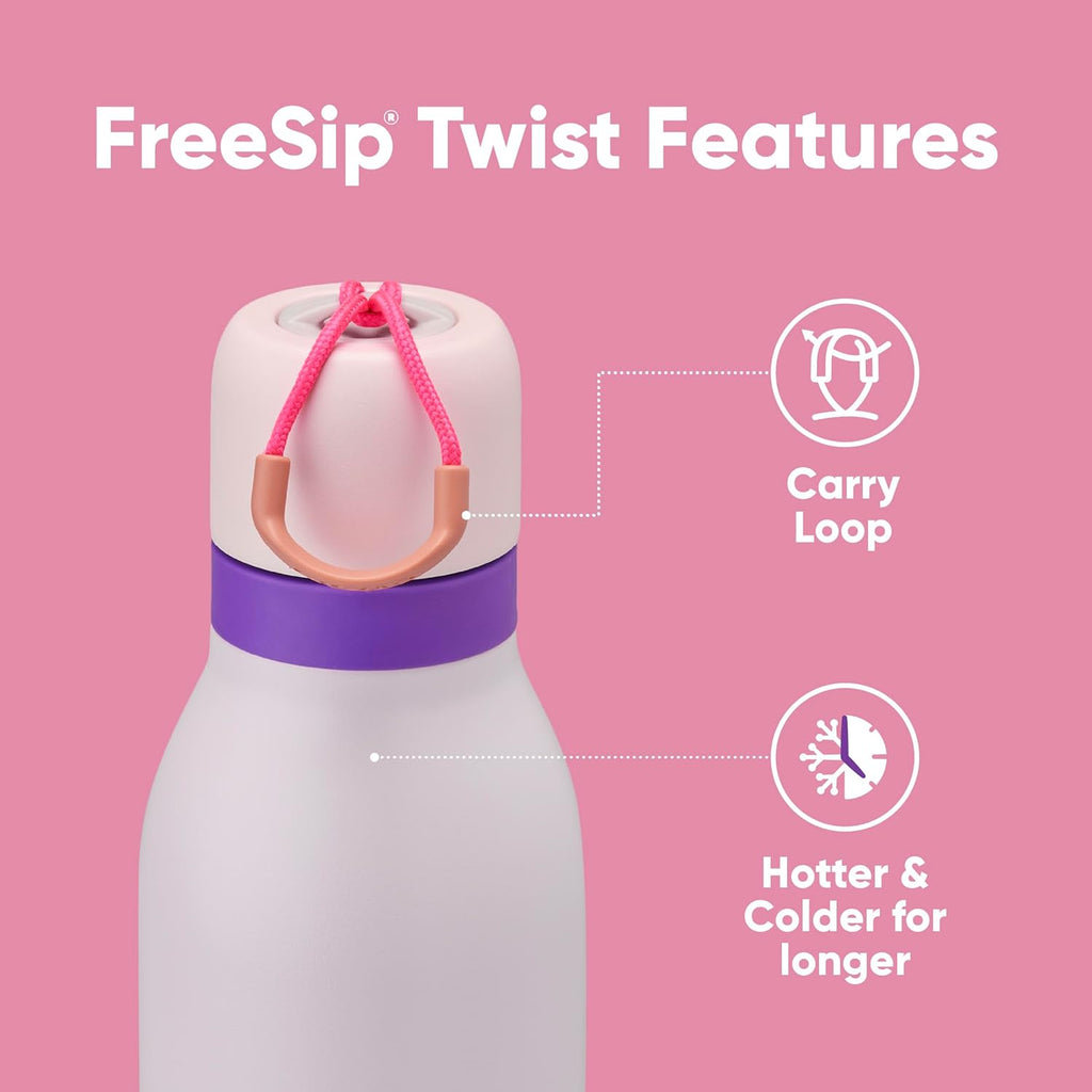 Owala FreeSip Twist Insulated Water Bottle - BPA-Free Stainless Steel with Straw, 24 oz, Pink/Purple
