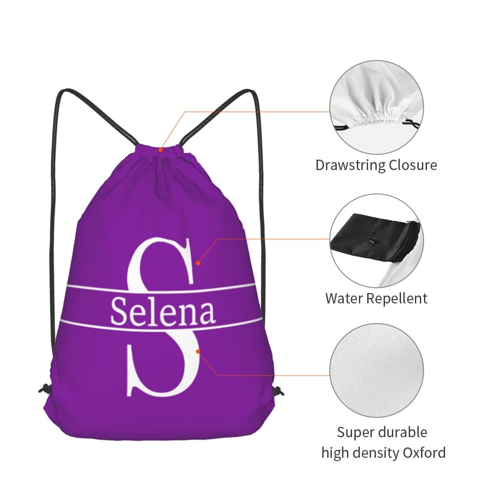 MXHOJOCEI Custom Gymnastics Drawstring Backpack with Name, Dance Ballet Sport Drawstring Bag, Small 14x16.9in, Purple Background