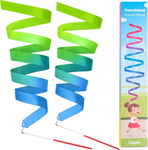 Cikyner Gymnastics Ribbon - 2 Pack Colorful Dance Bands with Sticks | Perfect for Kids' Parties and Games