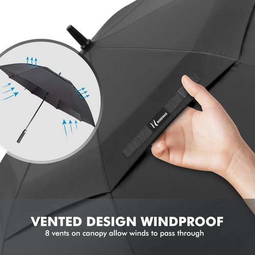 NINEMAX Golf Umbrella - Large 62-Inch Automatic Open Double Canopy | Windproof & Waterproof Design