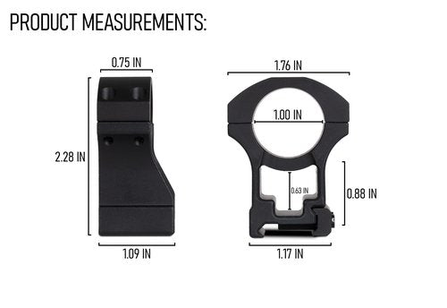 Monstrum High Profile Picatinny Scope Rings with See-Through Base | 1 Inch Diameter
