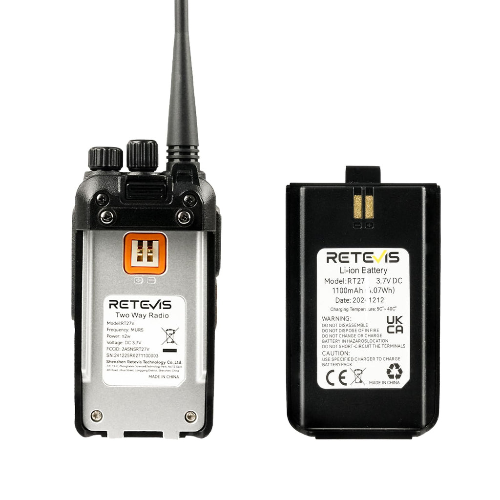 Retevis RT27V MURS Radios, Walkie Talkies with Earpiece, Long Range, Rechargeable, Low-Traffic Channel, Durable, Two Way Radios for Hunting Camping Farm（2 Pack）