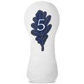 Golf Maple Leaves Head Cover Golf Club White Leather Headcovers Set Fits Driver Fairway Wood Hybrid Utility Putter Iron Wedge Headcover.