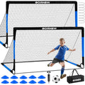Kids Soccer Goals Set - Black Blue 6x4 ft Portable Foldable Soccer Nets for Backyard Play
