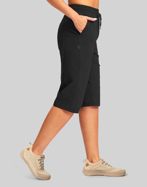 G Gradual Women's Cargo Capris - 15'' Quick Dry Hiking Shorts with Pockets for Comfort and Style