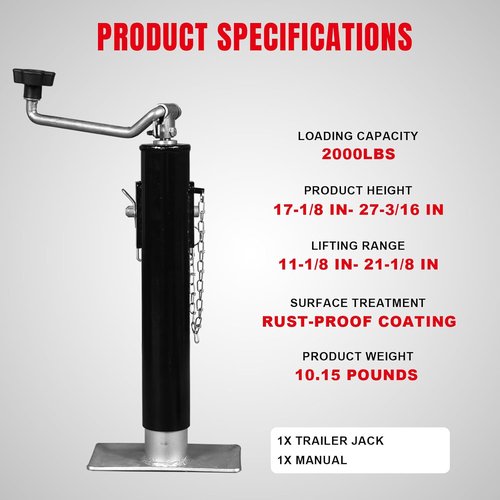 Big RED 2000 Lbs Capacity Weld-On Pipe Mount Swivel Trailer Jack - Durable & Reliable | ATR39003R