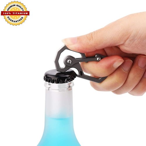 Tibitdeer Titanium Key Chain, Multifunctional Carabiner Keychain Heavy Duty Car Keychain Organizer for Men and Women, 2 Pack