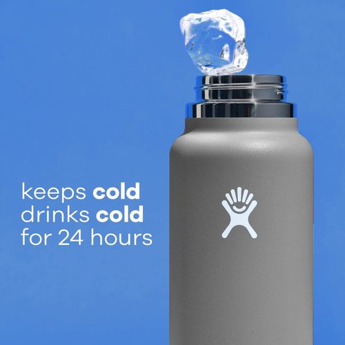 Hydro Flask 32 oz Wide Mouth Water Bottle - Black Straw Lid for Easy Hydration