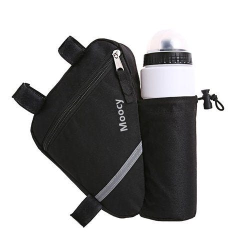 MOOCY Ultralight Reflective Bicycle Triangle Frame Bike Bag with Water Bottle Pouch -Black
