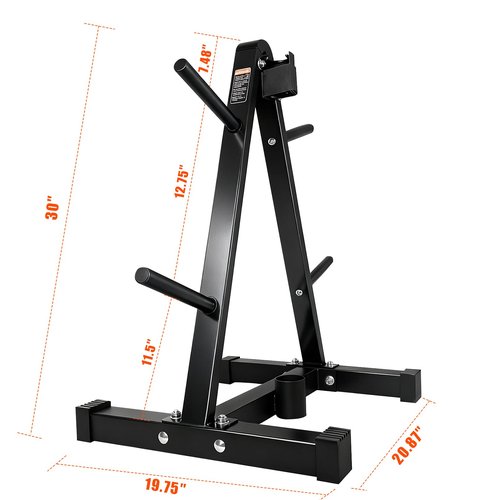 Luwint A-Frame Weight Plate Tree Rack with Barbell Holder, Dual Size Compatible for 1“ & 2“ Olympic Standard Plates, 300 lbs Capacity Home Gym Storage Stand, Space Saving Organizer