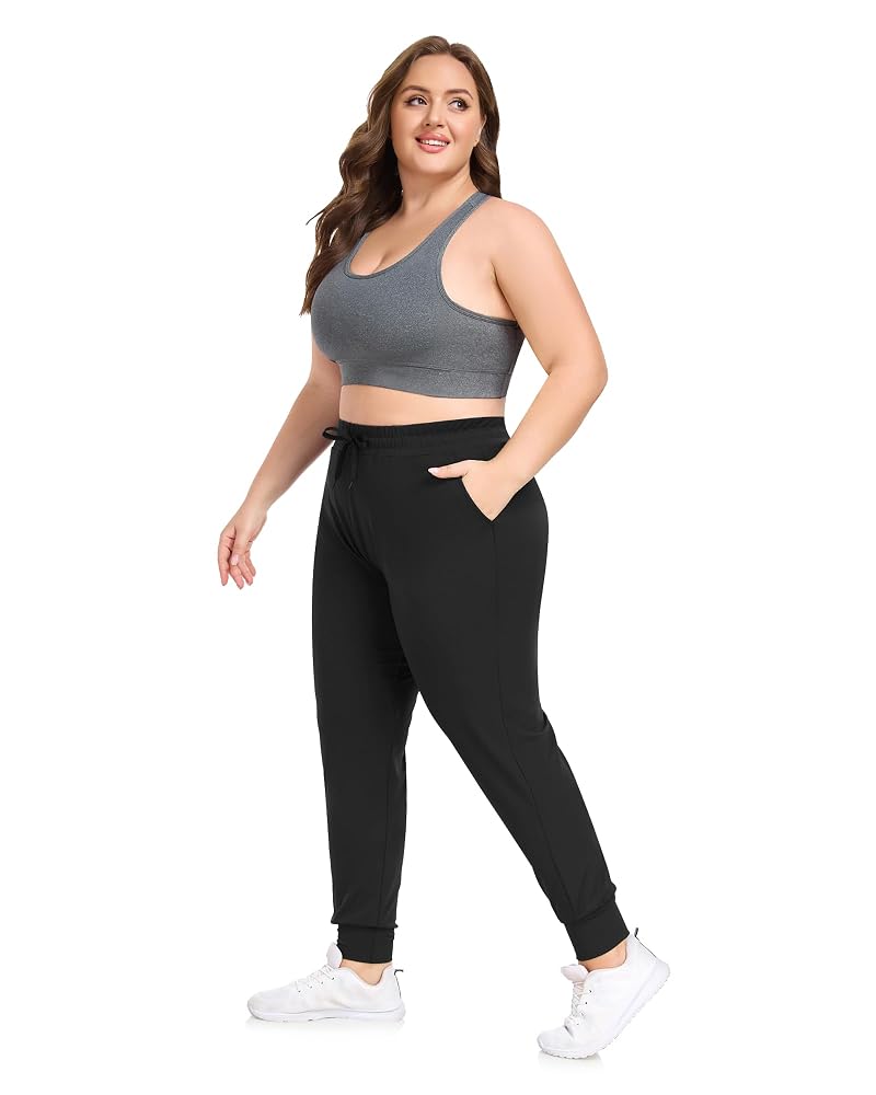 HLTPRO Plus Size Sweatpants for Women with Pockets Black XX-Large - Joggers for Workout & Lounge